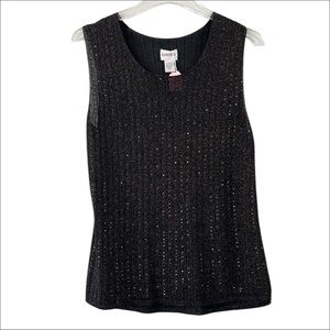 CHICO'S Black Silk Sequins Sleeveless Top Chico’s Size 3 or US 16